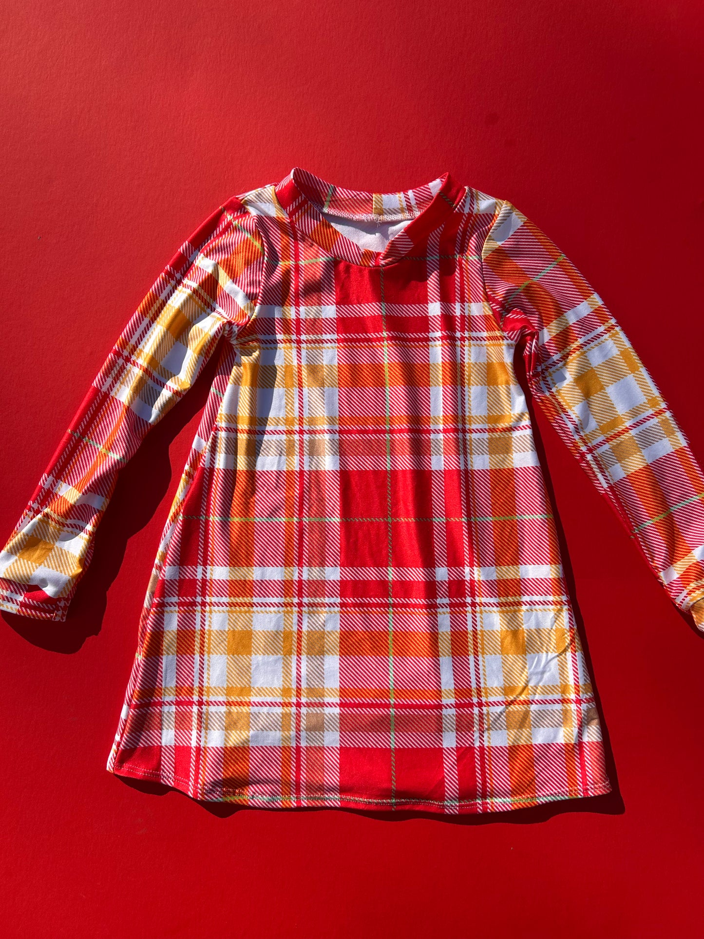 Long Sleeve Dress: Plaid