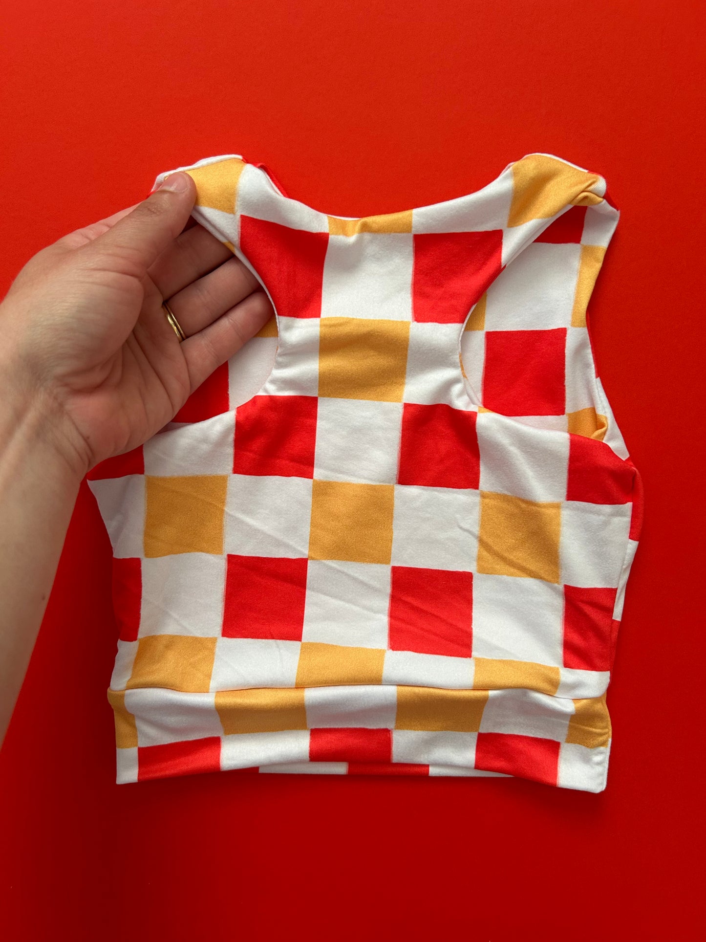 Racerback Tank for Girls: Red & Yellow Checkered