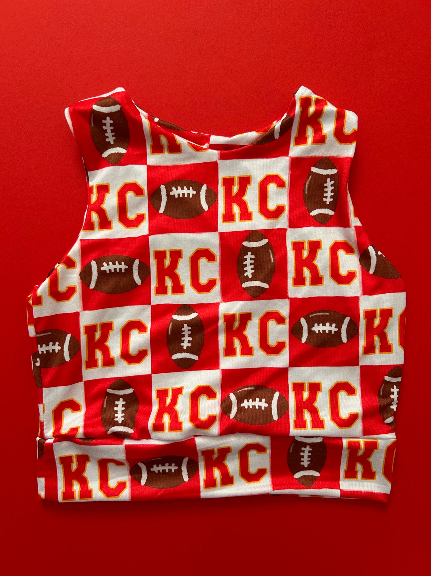 Racerback Tank for Girls: Red KC Checkered