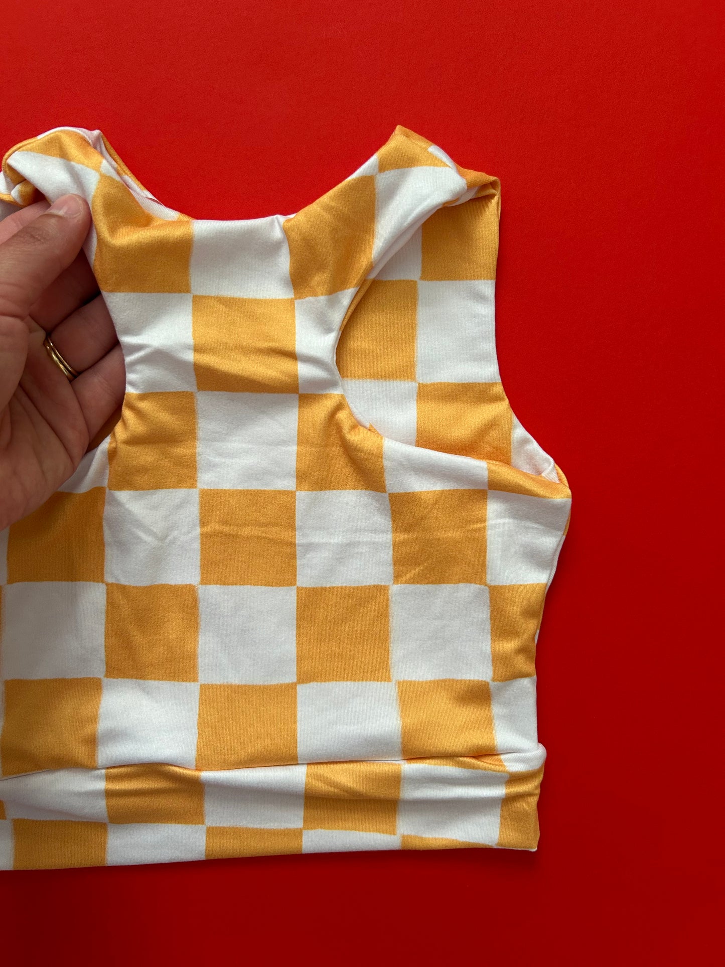 Racerback Tank for Girls: Yellow Checkered