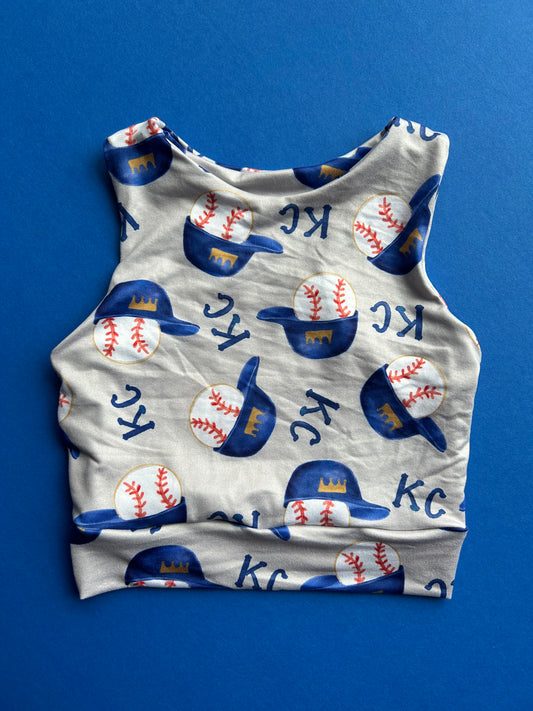 Racerback Tank for Girls: Baseball Hats on Gray