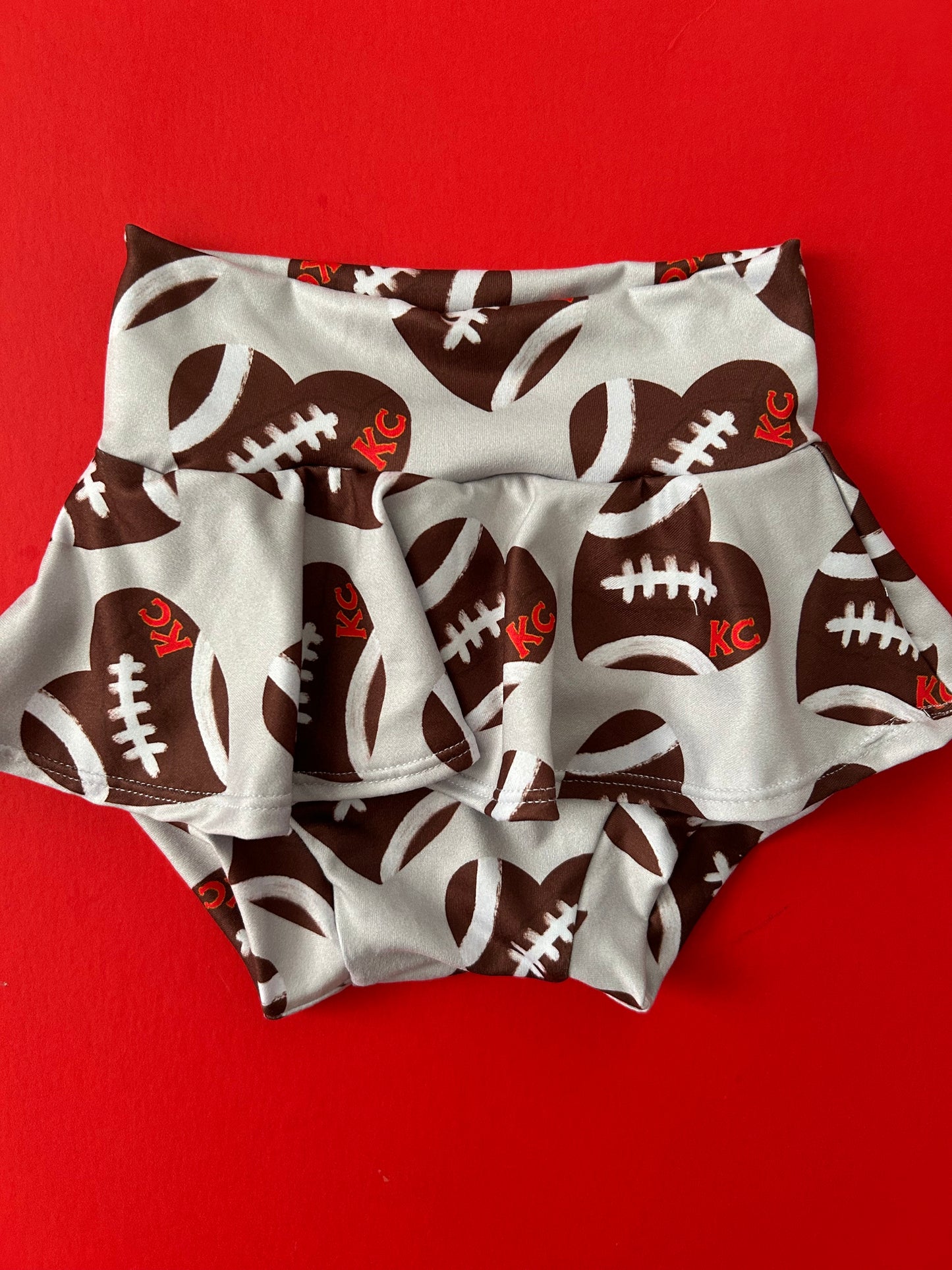 Baby/Toddler Skirt with Bummie: KC Football Heart on Gray