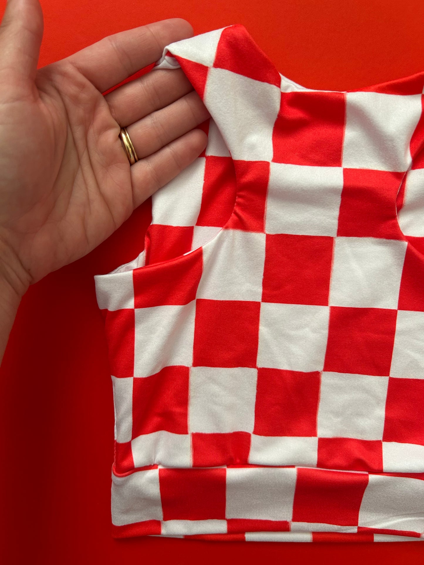 Racerback Tank for Girls: Red Checkered