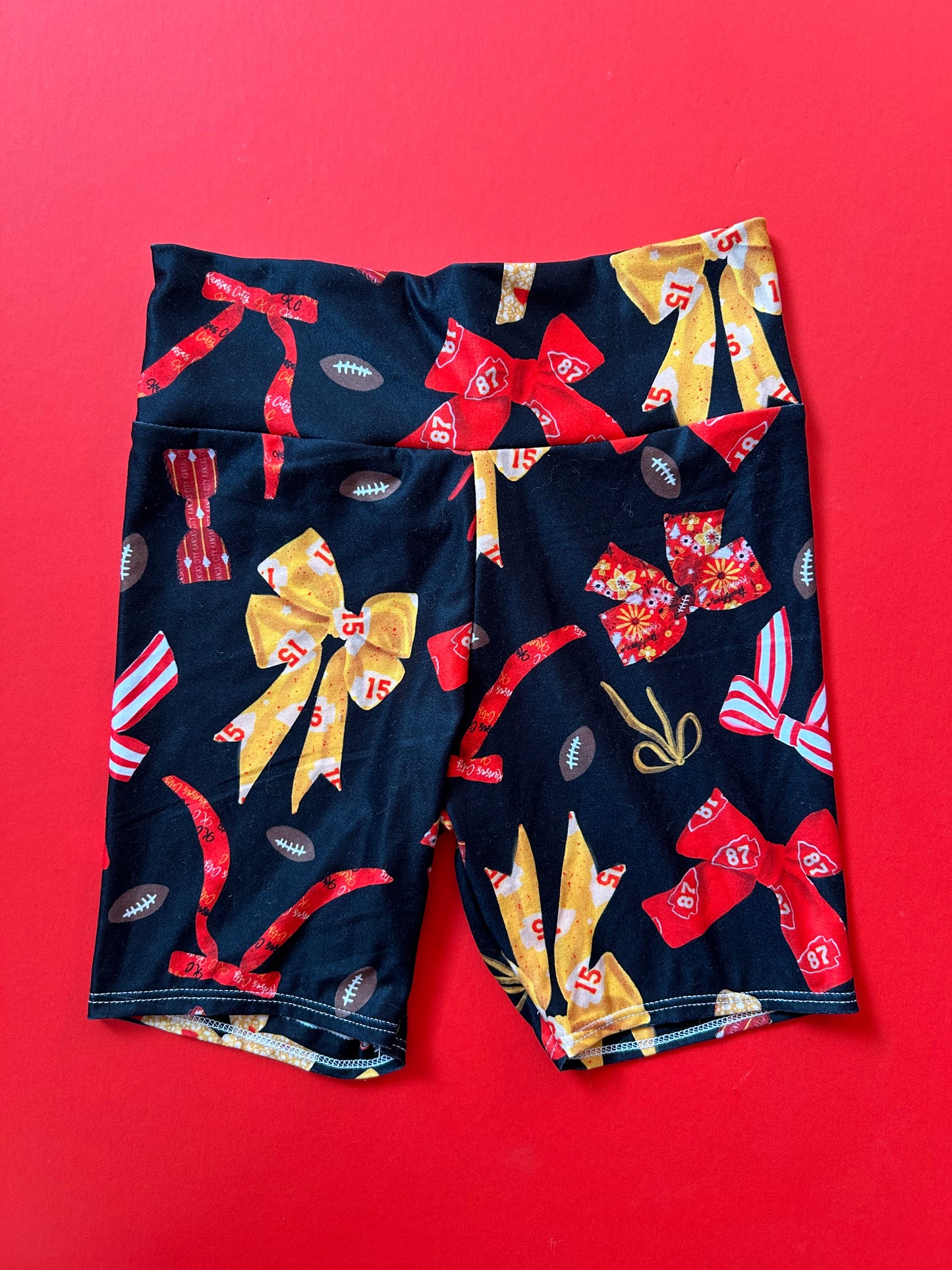 Girls Biker Shorts: KC Bows on Black
