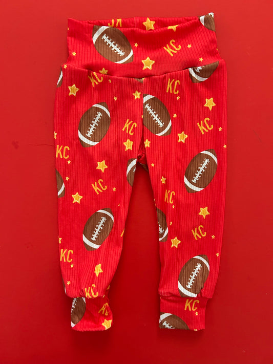 Leggings: Red with KC Footballs
