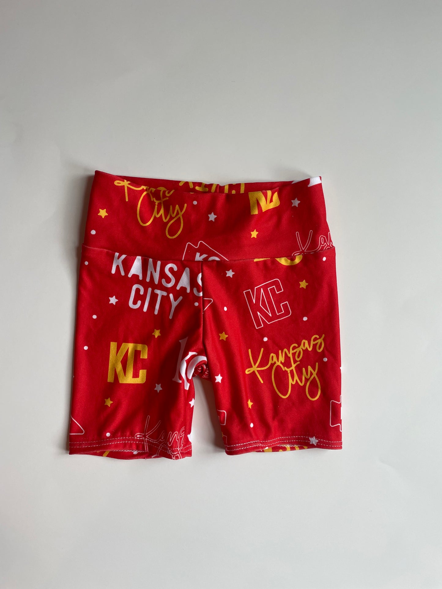 Girls Biker Shorts: KC Words on Red