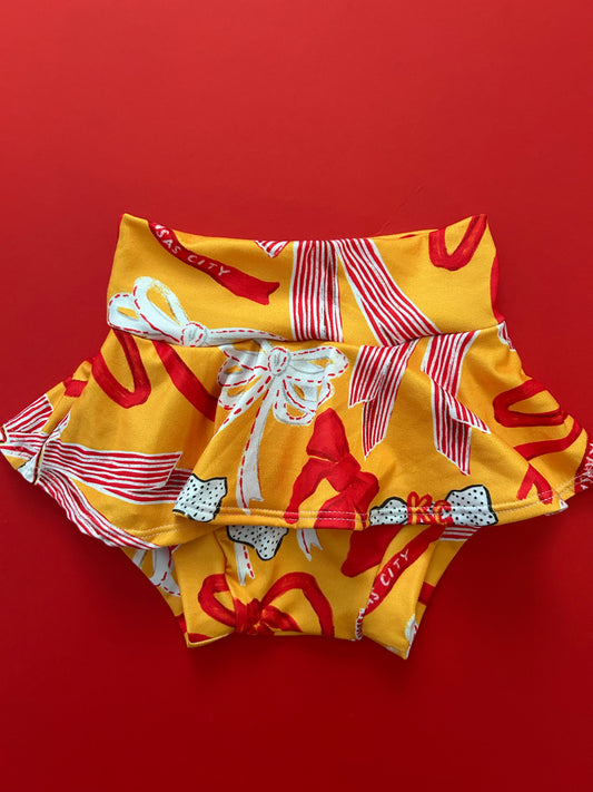 Baby/Toddler Skirt with Bummie: Yellow KC Bows