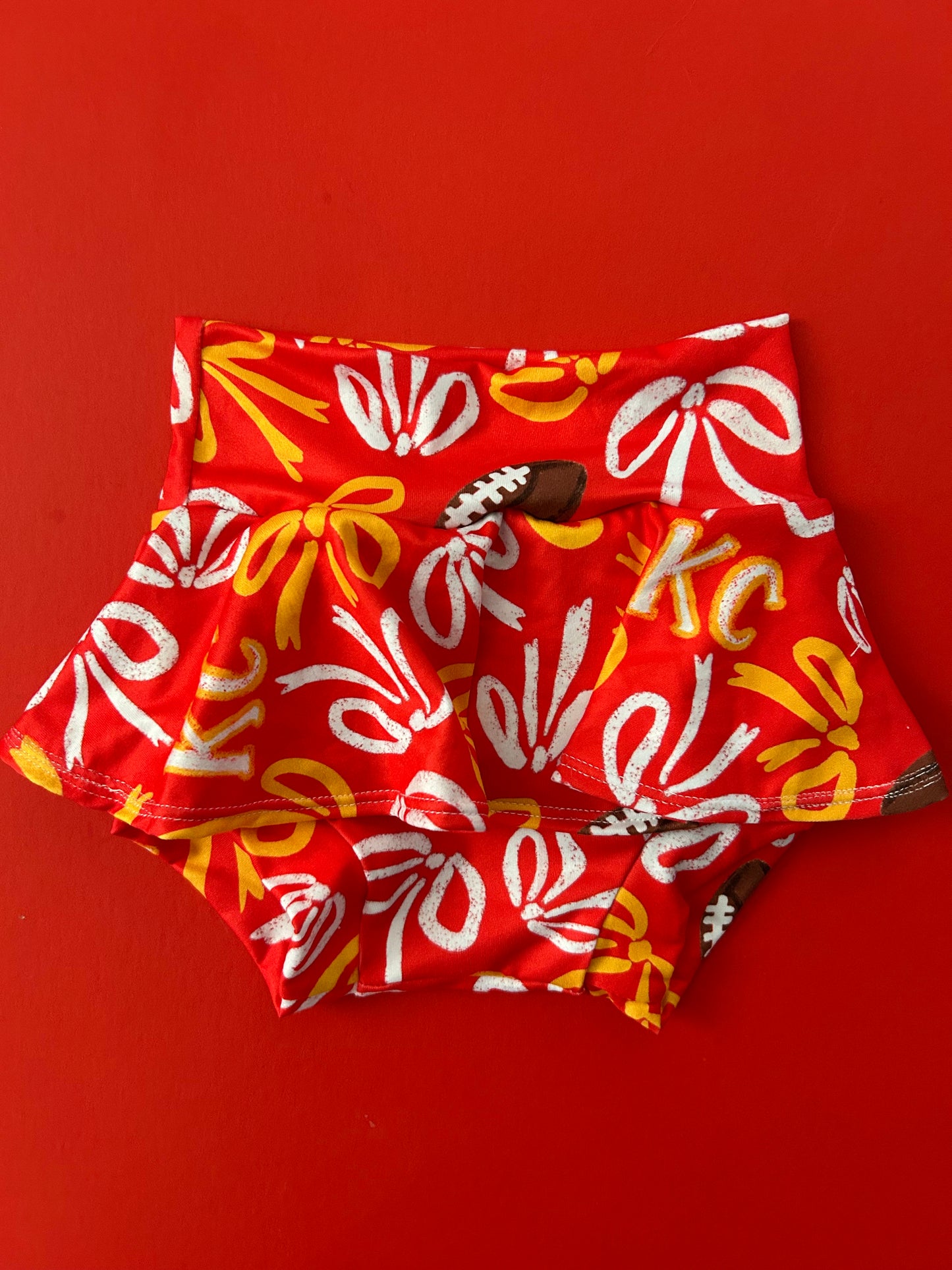 Baby/Toddler Skirt with Bummie: Red KC Bows