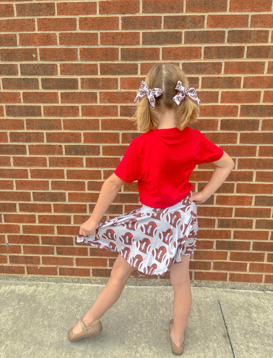 Cheer Skirt: KC Football Heart on Gray