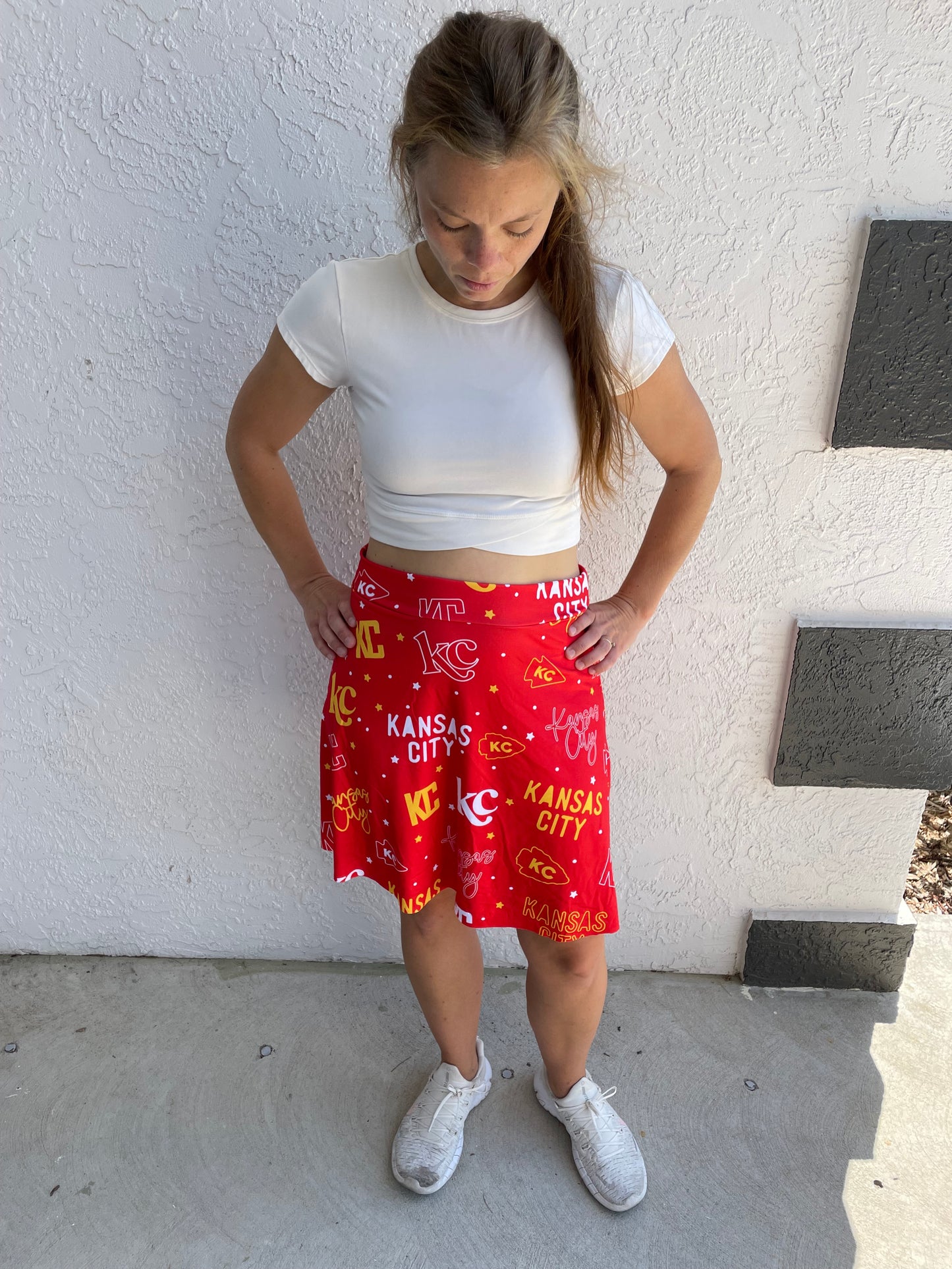 Women’s Skirt: KC Words on Red