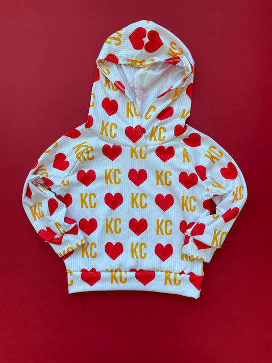 Hoodie: KC Heart on White