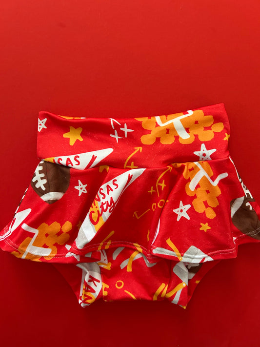 Baby/Toddler Skirt with Bummie: Red KC Pennant
