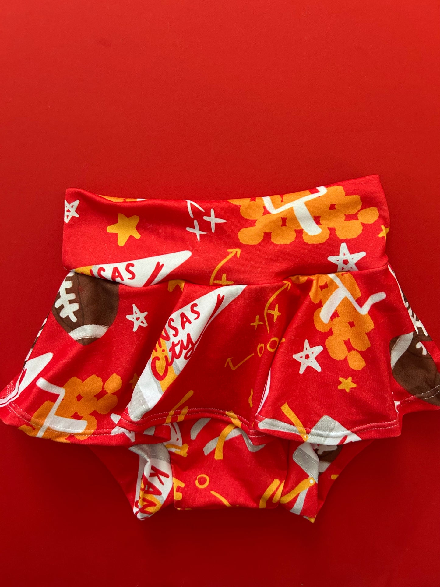 Baby/Toddler Skirt with Bummie: Red KC Pennant