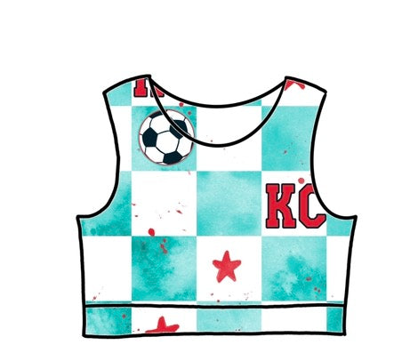 SOCCER Racerback Tank for Girls: Teal Checkered