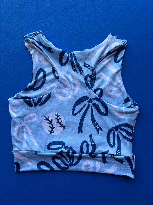 Racerback Tank for Girls: KC Bows on Blue