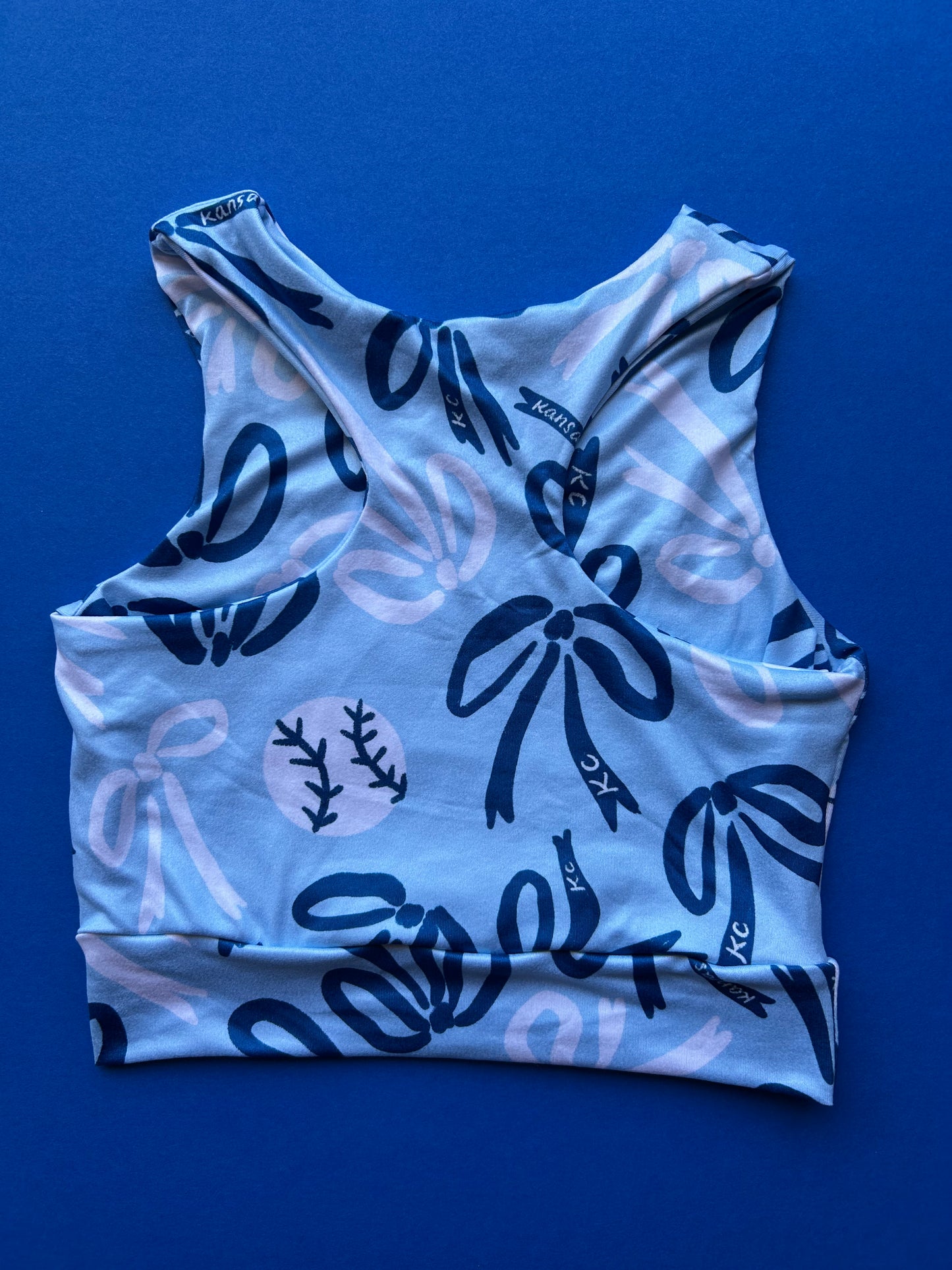 Racerback Tank for Girls: KC Bows on Blue