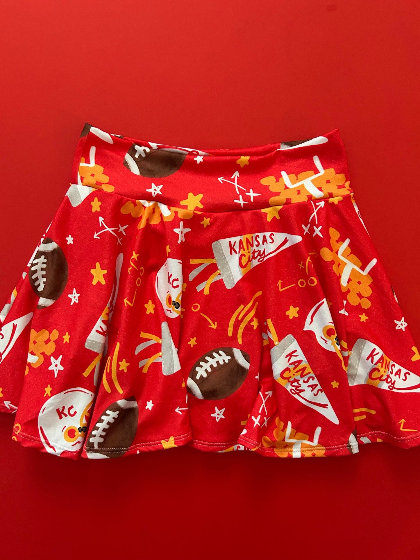Cheer Skirt: Red KC Pennant