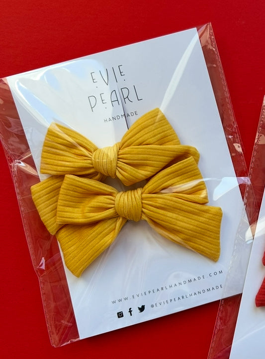Pig Tail Bows: Yellow