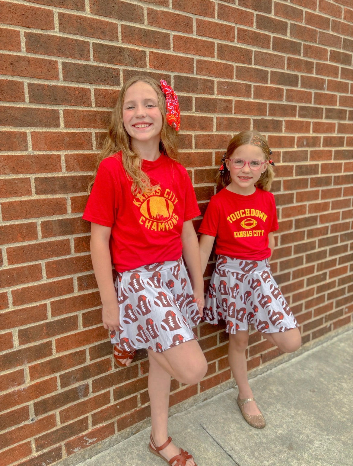 Cheer Skirt: KC Football Heart on Gray
