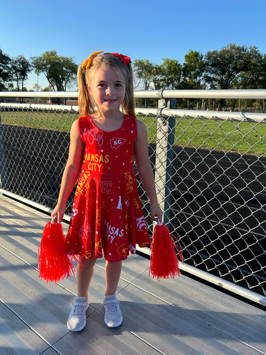 Twirl Dress: KC Words on Red