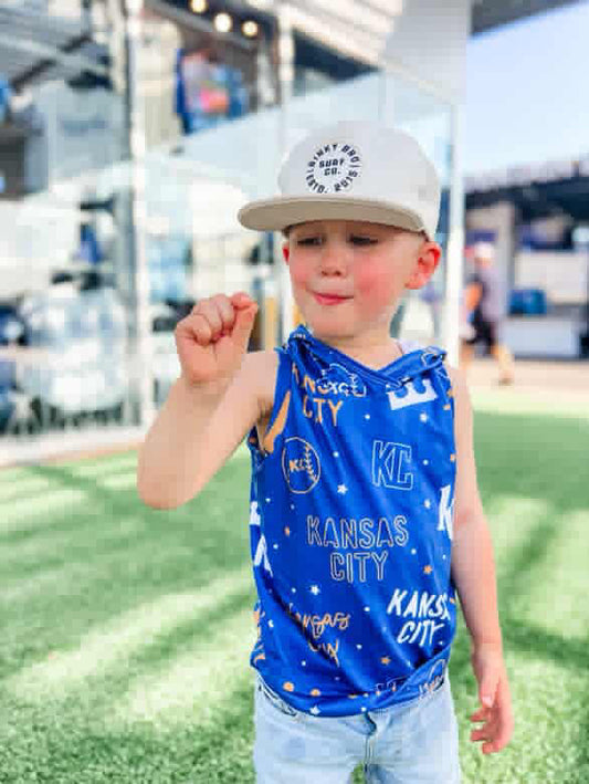 Tank Hoodie for Boys: KC Words on Blue