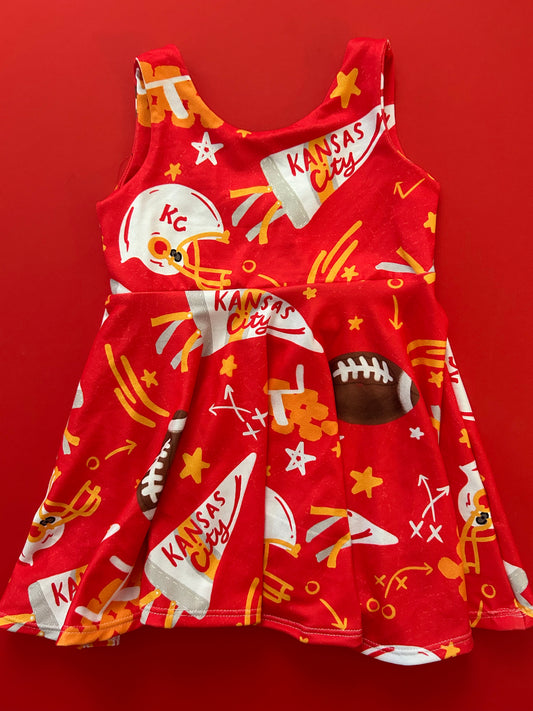 Twirl Dress: Red Kansas City Pennant