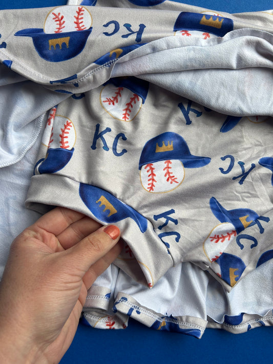 Cheer Skirt: Baseball Helmets on Gray