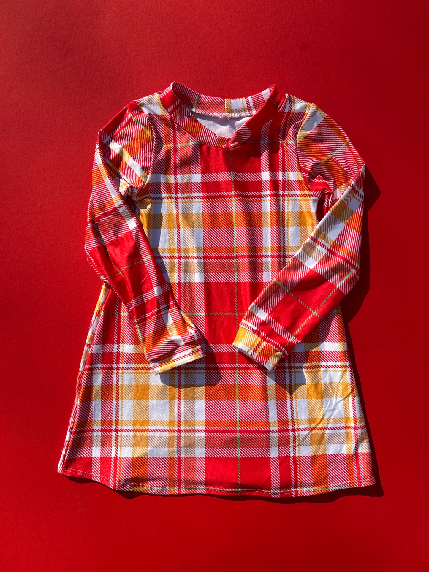 Long Sleeve Dress: Plaid