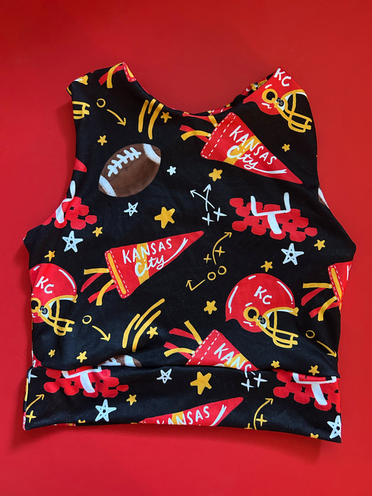 Racerback Tank for Girls: Black KC Pennant