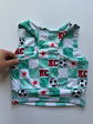 SOCCER Racerback Tank for Girls: Teal Checkered