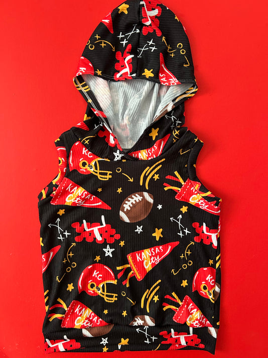 Tank Hoodie for Boys: Black KC Pennant