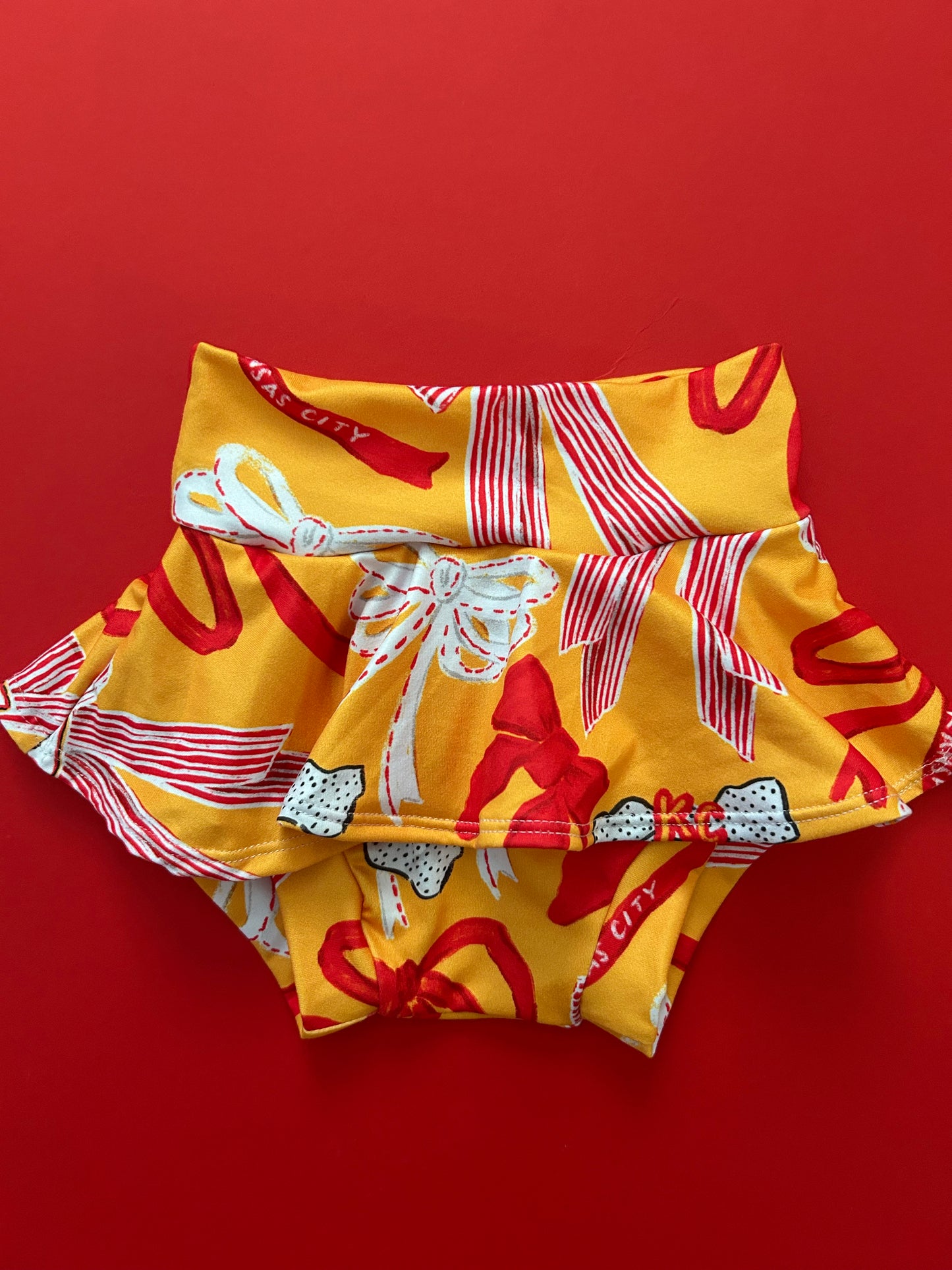 Baby/Toddler Skirt with Bummie: Yellow KC Bows