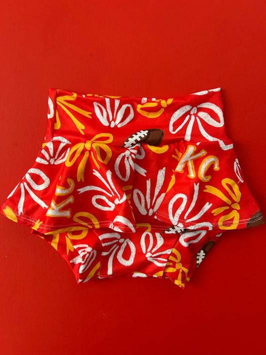 Baby/Toddler Skirt with Bummie: Red KC Bows
