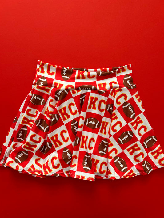 Cheer Skirt: Red KC Checkered
