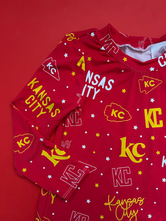 Oversized long sleeve top: KC Words on Red