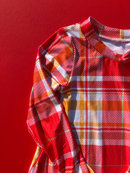 Long Sleeve Dress: Plaid