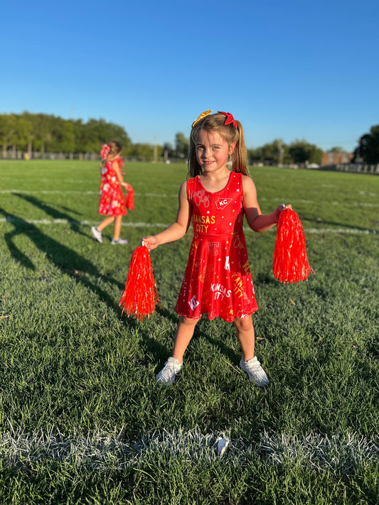 Twirl Dress: KC Words on Red