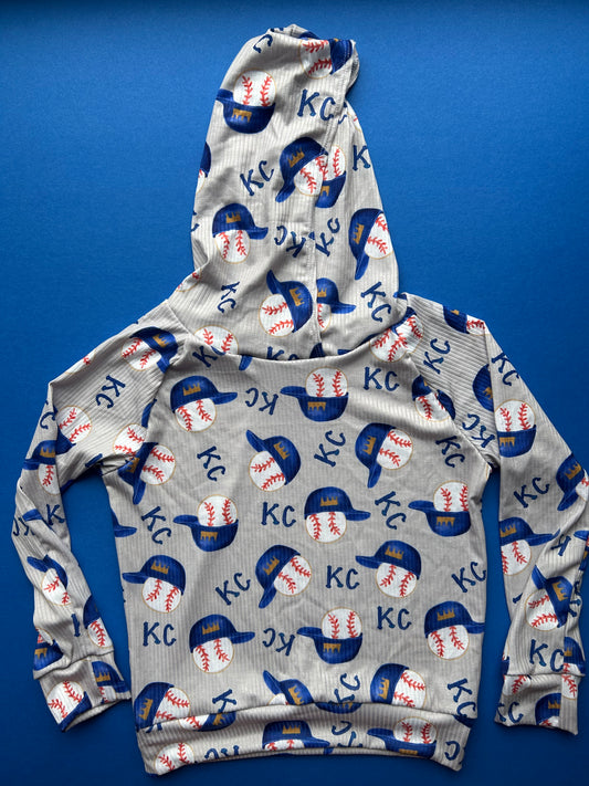 Hoodie: Baseball Helmets on Gray