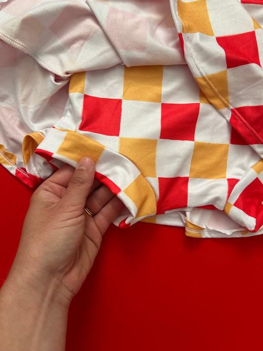 Cheer Skirt: Red & Yellow Checkered
