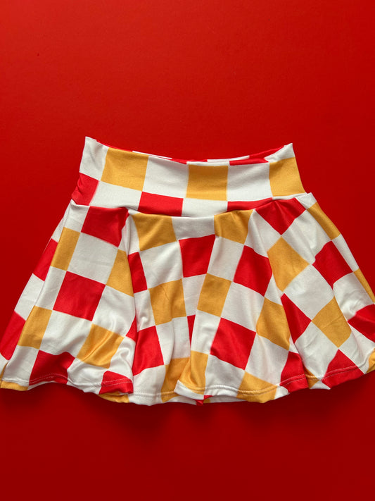 Cheer Skirt: Red & Yellow Checkered