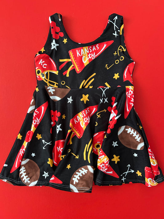 Twirl Dress: Black Kansas City Pennant