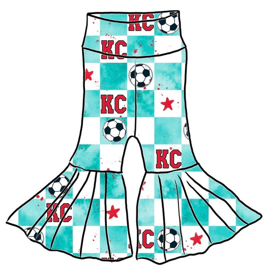 SOCCER Bells: Teal Checkered
