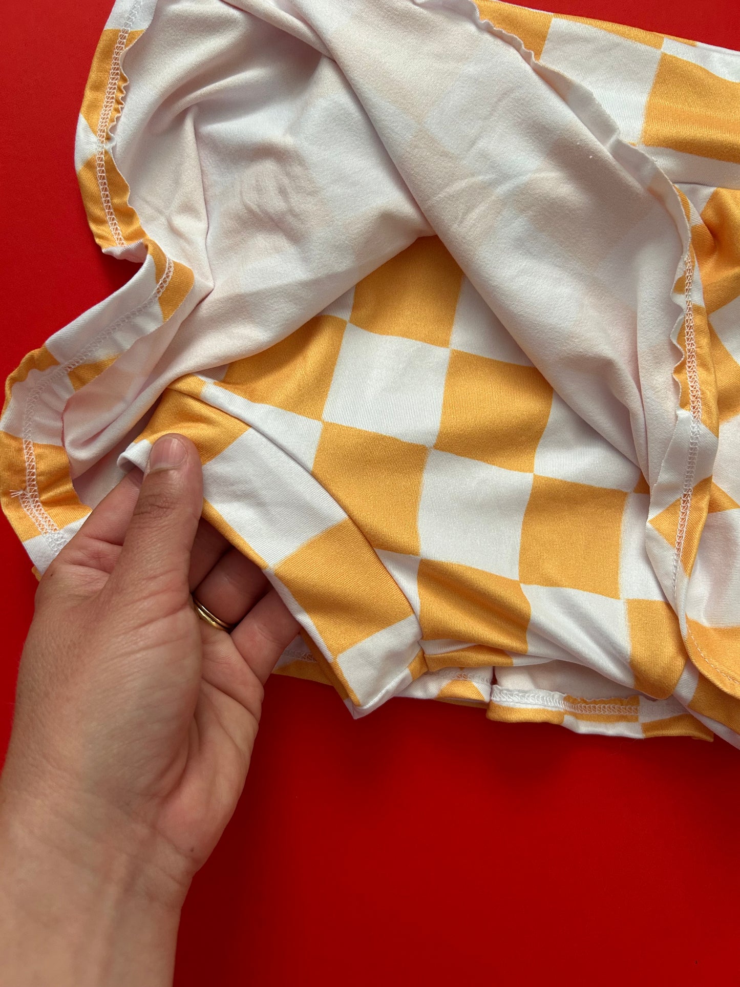 Cheer Skirt: Yellow Checkered