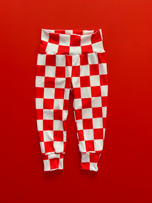 Leggings: Red Checkered