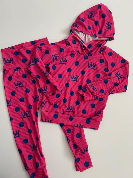 Hoodie & Legging SET: Pink with Crowns