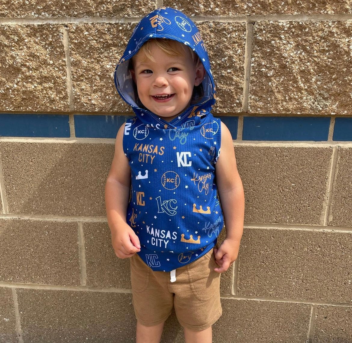 Tank Hoodie for Boys: KC Words on Blue