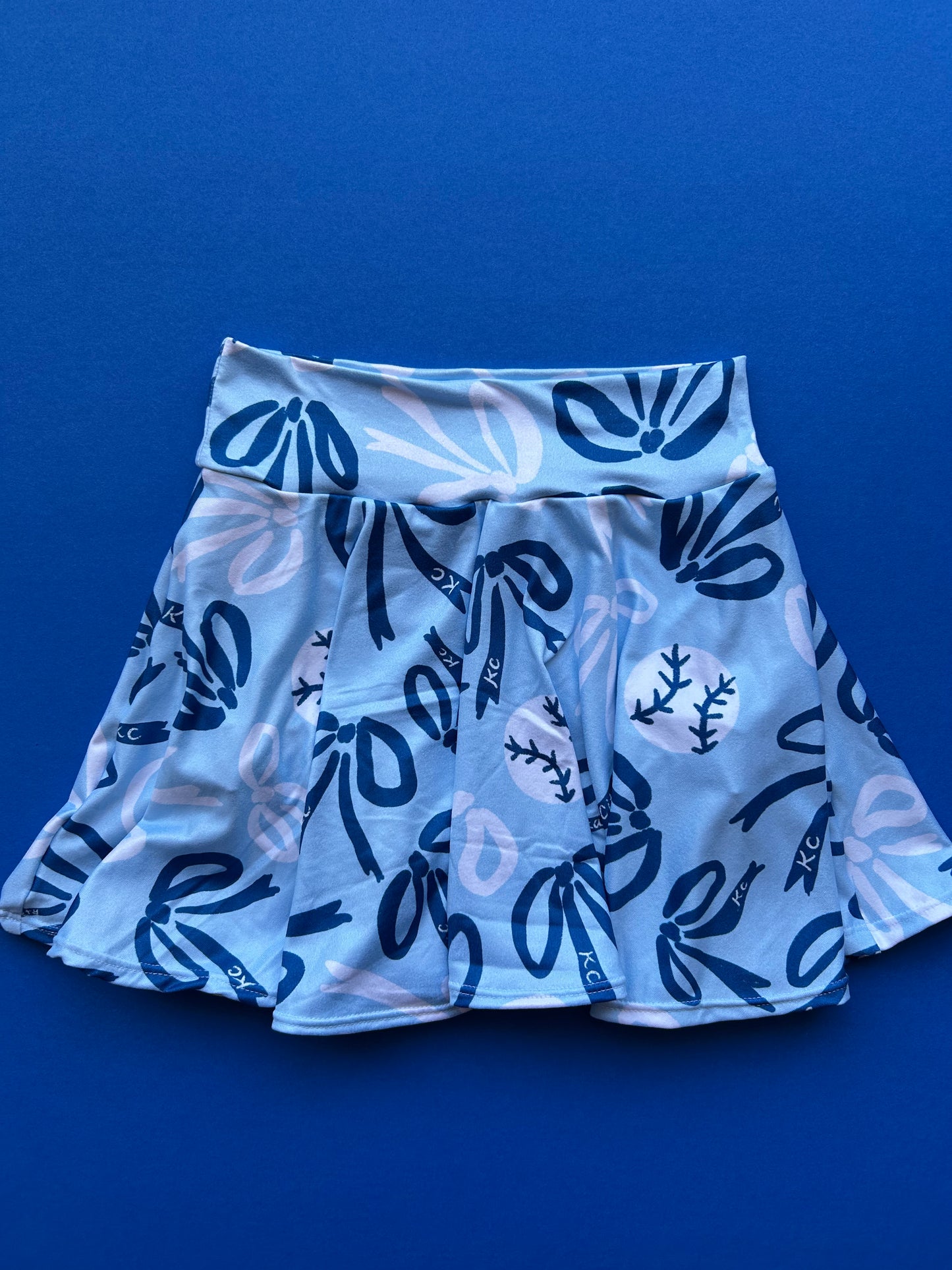 Cheer Skirt: KC Bows on Blue