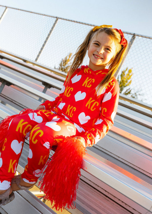 SALE: 9-12 month KC Heart on Red Hoodie
