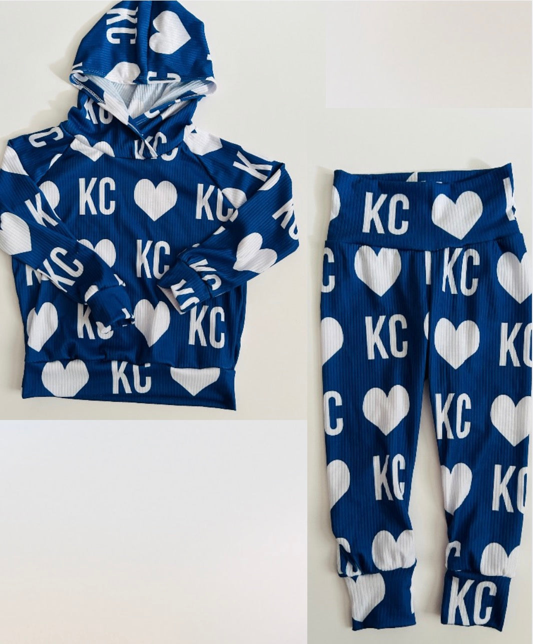 Hoodie & Legging SET: KC Heart on Blue