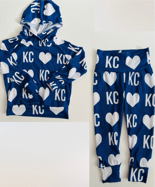 Hoodie & Legging SET: KC Heart on Blue